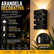 Arandela Decorativa Parede Interna Externa Bivolt G9 Resistente Chuva Acompanha LED