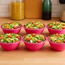 Kit Com 10 Potes de Plastico Resistente Saladas Sobremesas Cozinha 980 ml