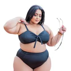Biquíni Plus Size Hot Pant Cintura Alta Com Bojo e Forro