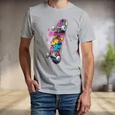 Camiseta Estampa Skate Colorido Estilo Urbano Unissex