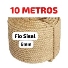 20M Corda Sisal 6mm Para Artesanatos e Arranhadores de Gato Até 20 Metros
