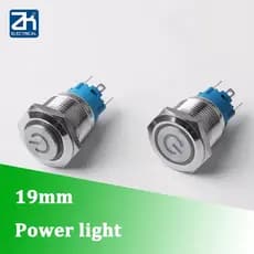 19mm Botão De Pressão De Metal Com Luz De Energia Anel De Interruptor De LED 12V Tipo Trava Momentânea Sem NC Vermelho