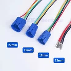 Conector 12mm 16mm 19mm 22mm Plugue De Arame Para Interruptor De metal Com Botão De Pressão 2-6 Luz Estável De Fio