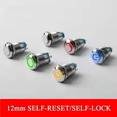 12mm 12-24 V Eletrônica Chrome Pin Pé Levou Luz De Metal Botão Interruptor Momentâneo 12 220 24 3 6 110 5 LED