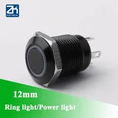 Interruptor De Botão De metal De 12mm Com Anel De Concha Preta Oxidada Lâmpada De Energia Auto-Travamento 6V 12V 24V