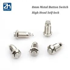 Interruptor De Botão De metal De 8MM , Redefinição Automática , Travamento Automático , Cabeça Alta , Sem Luz , Pequeno