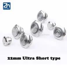 mini Interruptor De Botão À Prova D'água Com De metal Ultracurto De 22 Mm