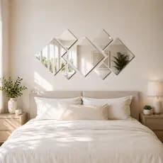 Lindo Conjunto Espelho Acrílico Decorativo Quadrados 7 Peças Ecolume