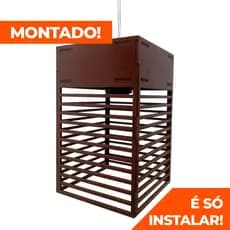 Luminária Pendente Oriental Tóquio Para Sala Cozinha Escritório Área Gourmet Bivolt em Madeira MDF