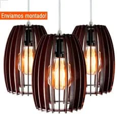 Conjunto 3 Luminária de Teto Cacau Pendente Lustre para Balcão Cozinha Bancada Área Gourmet