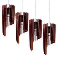 Kit 4 Lindas Luminárias de Teto Pendente Decoração Casa Sala Cozinha Varanda Área Gourmet em MDF