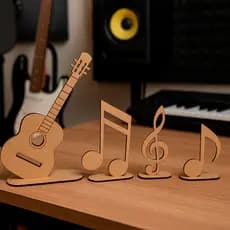 Centro de Mesa em MDF Cru 20cm Tema Música com Notas Musicais para Decoração