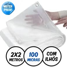 Lona Plástica 2 x 2 Metros Transparente Impermeavel 100 Micras