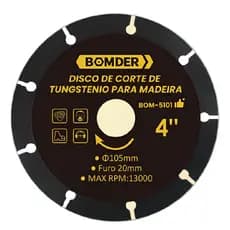 Disco de Corte Esmerilhadeira Serra Mármore para Madeira em Tungstenio 115mm