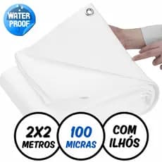 Lona Plástica Branca 2 x 2 Metros com Ilhós Reforçados