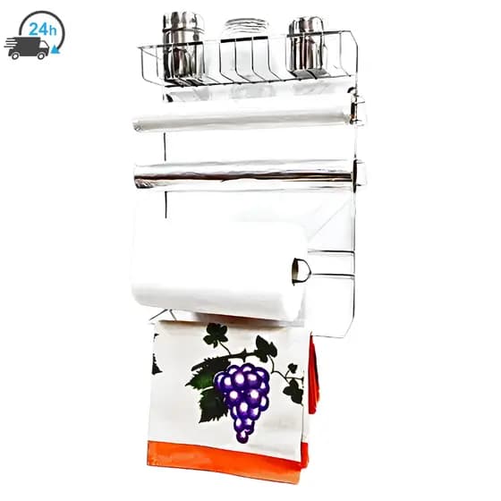 Suporte Para Temperos Porta Condimentos, Porta Papel Toalha, PVC, Alumínio e Porta Pano de Prato