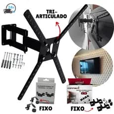 Suporte TV FIXO 10 a 85/100 Polegada OU Suporte TV 10 à 55 Polegada Tri-Articulado Tv LED LCD Plasma
