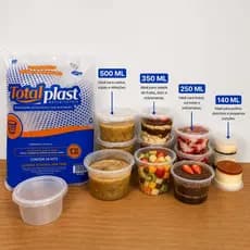 Kit Pote Redondo Descartável com Tampa para Bolo, Doces e Sobremesas  Freezer e Microondas 24/72 Un