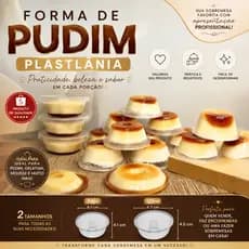 Forma Para Pudim Forneável com Tampa 80ml e 120ml Plastilânia Mini Pudim Sobremesa