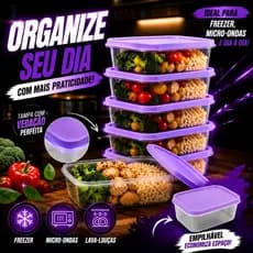 Kit Potes 500ml Marmita Fitness BPA Free Reutilizável Freezer e Microondas e lava louças