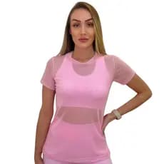 Blusa Tule Feminina Fitness Transparente Academia Promoção