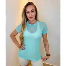 Blusa Feminina De Tule Trasparente Roupa De Academia Com Manga Moda Fitenss