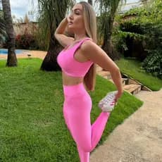 Conjunto Fitness Feminino Tecido Brilhoso Top e Legging Cintura Alta