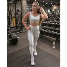 Conjunto Fitness Feminino Academia Top E Calça Cintura Alta