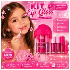 Kit Lip Gloss infantil Maquiagem Estojo