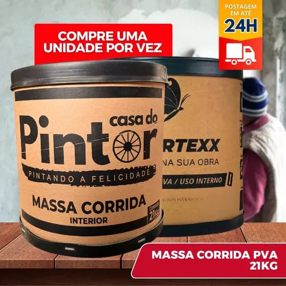 Massa Corrida 21kg Império para Parede Interna e Externa | Revestimento Branco Liso Pronto para Uso