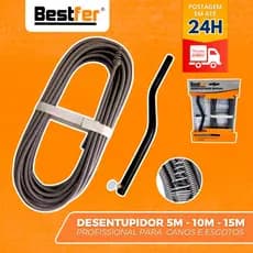 Desentupidor Manual 5m a 15m Mola de Aço Ralo Pia Banheiro Cozinha Quintal Cano Calha Bestfer
