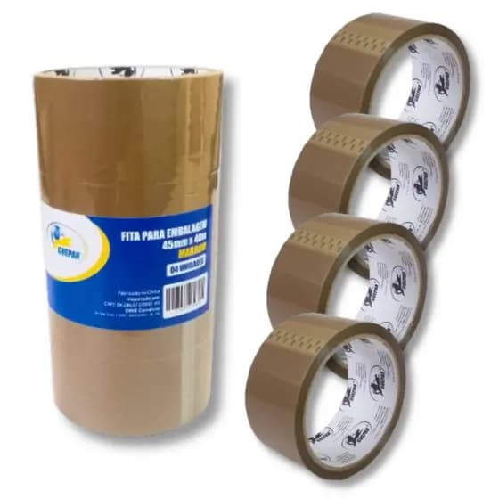 Fita Durex Adesiva 45mm x 40m Pack com 4 rolos - Guepar