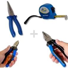 Kit de Ferramentas c/4 Pçs: Trena 5m + Alicate Universal 8″ + Alicate Corte 6″ + Alicate Bico 6″