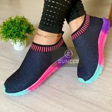 Tenis feminino slip on casual elástico atividades físicas academia e respirável