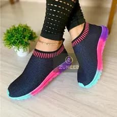 Tenis Meia Feminino Calça Fácil Lançamento  Slip On Casual Trabalho