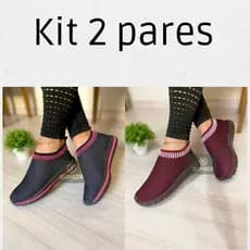 Tênis Feminino Slip On  calçe facil Sem  Cadarço Sapatilha Casual Leve Confortável  kit Promoção