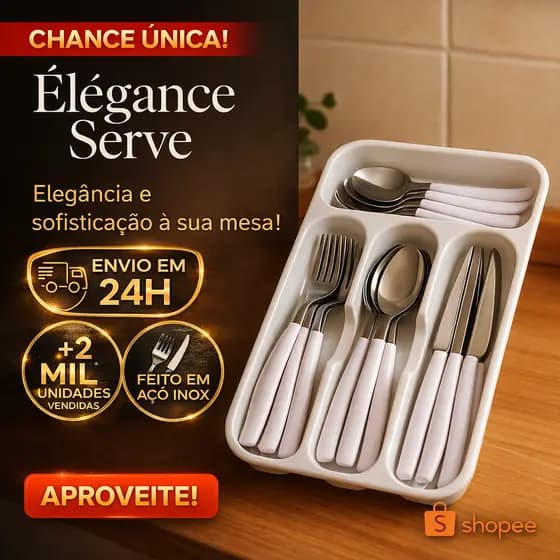 Jogo de Talheres Inox 25 Peças Branco Premium Resistente Elegante Mesa Posta Completo Durável