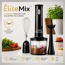 Mixer 3 em 1 200W Inox Processador Triturador Batedor Fouet Copo 700ml 110V 220V Alta Potência