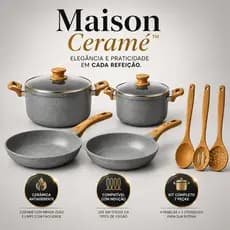 Jogo de Panelas Cerâmica Antiaderente 7 Peças Indução Gás Elétrico Cooktop Premium Sem Grudar