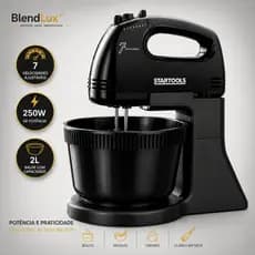 Batedeira Elétrica 2L 250W 7 Velocidades com Tigela 110V 220V Para Bolos Massas Cremes Preta
