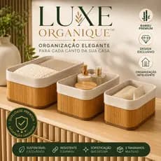 Kit Cestos Organizadores Multiuso Bambu 3 ou 4 Peças Organizador Banheiro Cozinha Lavanderia Decoração Casa