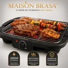 Churrasqueira Elétrica Grill 127V Grelha Removível Antiaderente | Design Moderno Potente para Carnes, Frangos Legumes