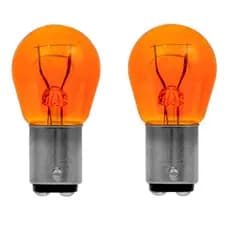 Par Lampada 2 Polos Laranja Ambar Seta Lanterna Pisca P21/5W 12V BAY15d Pino Desencontrado