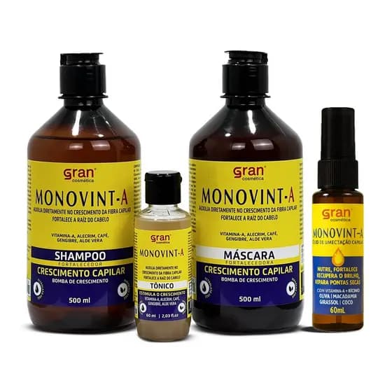 Kit Monovin A Completo + Óleo de Umectação Crescimento Acelerado e Nutrição Capilar