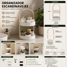 Organizador Escandinavo 2 Andares Banheiro Maquiagem Cozinha