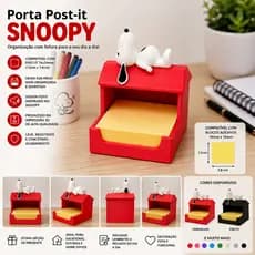 Porta Post-it Snoopy Organizador Bloco Memo Decoração Mesa
