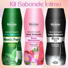 Kit C/ 3 Sabonete Íntimo Refrescante (Rosa Mosqueta, Menta Pura e Black ICE ) 200ml cada