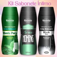 Kit C/3 Sabonete Íntimo Refrescante (1 For Mens, 1 Black ICE e 1 Menta Pura ) 200ml cada