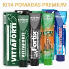 Kit 4 Pomadas Premium para Alívio de Dores Musculares e Articulares 150g CANELA DE VELHO POMADA PRETA