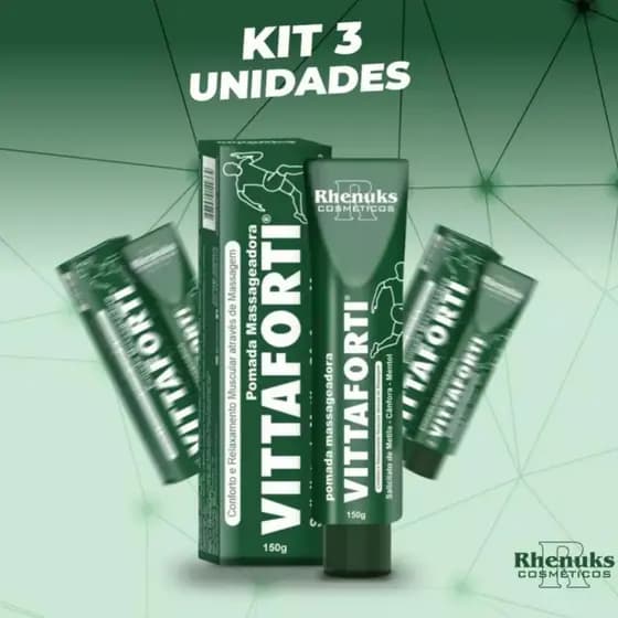 KIT C/3 Pomada Massageadora Vittaforti 150g - Alivio de Dores Musculares